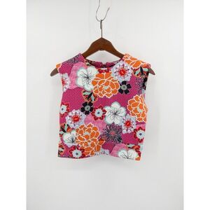The Kit Retro Mod Floral Polka Dot Sleeveless Crop Top Back Zip Size 6